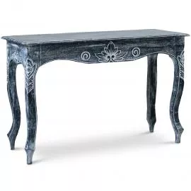 Balinesischer Couchtisch / Beistelltisch mit Schnitzerei, schwarz-wei, aus Bali, Nr.13