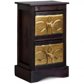 Balinesischer Nachtschrank, mit goldfarbenen Buddha-Augenmotiv, Nr.262