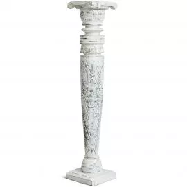 Balinesische Sulen aus Holz gemustert, whitewash/wei, Hhe 100 cm