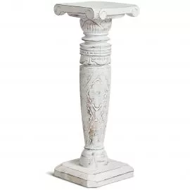 Balinesische Sulen aus Holz gemustert, whitewash/wei, Hhe 60 cm