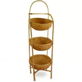 Bambusregal mit 3 Krben (schrg) aus Bali, gro