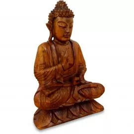 Ruheausstrahlender Buddha aus Bali, Vitarka Mudra, einfarbig, klein
