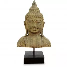 Buddha - Steinbste, beige, aus Bali (Indonesien)