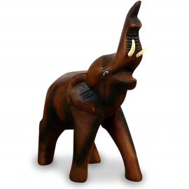 Holzelefanten, Elefant aus Holz, Glückselefant, Rüssel oben, klein