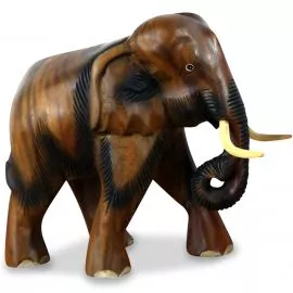 Elefanten aus Holz, Rssel hngend, klein