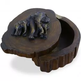 Asiatische Elefanten Dekokstchen aus Teakholz