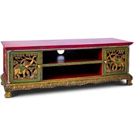 Groes Sideboard mit Elefantenschnitzerei,  Glasmosaikstyle,  Nr.96