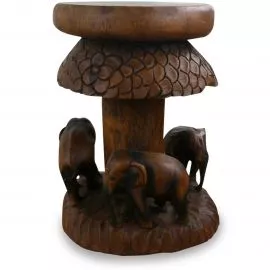 Massivholzhocker, asiatischer Beistelltisch,  *Elefanten*