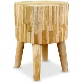 Holzhocker, rund, natur, aus Java (Indonesien)