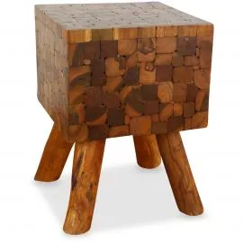 Teakholz-Hocker, Quadrat, aus Java (Indonesien)