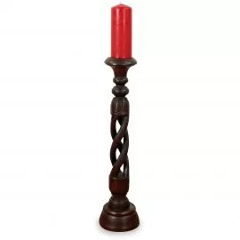 Kerzenstnder gedreht mit Schnitzerei aus Bali, klein