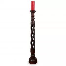 Kerzenstnder gedreht mit Schnitzerei aus Bali, gro