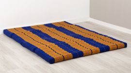 Kapok Klappmatratze, 140 cm breit, Classic (Blau/Gelb)
