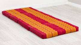 Kapok Klappmatratze, 80 cm breit, Classic (Rot/Gelb)