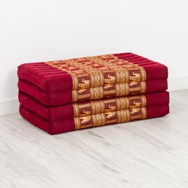 Kapok Klappmatratze, 80 cm breit, Deluxe (Rot/Elefanten Seide)