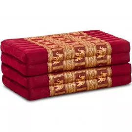Kapok Klappmatratze, 80 cm breit, Deluxe (Rot/Elefanten Seide)