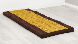 Kapok Klappmatratze, 80 cm breit, Deluxe (Braun/Gold/Elefanten Seide)
