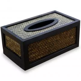 Asiatische  Kosmetiktcherbox  Holz und Rattan