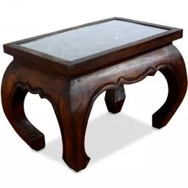 Opiumtisch mit Schnitzerei, 60 x 40 cm (Braun)