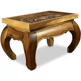 Opiumtisch mit Schnitzerei, 60 x 40 cm (Natur)