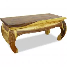 Opiumtisch mit Elefantenschnitzerei, 80 x 40 cm (Natur)