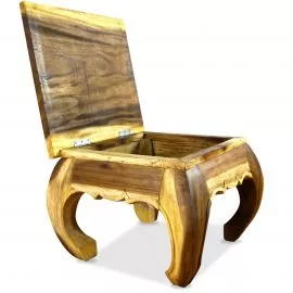 Opiumtisch mit aufklappbarer Tischplatte, 56 x 56 cm (Natur)