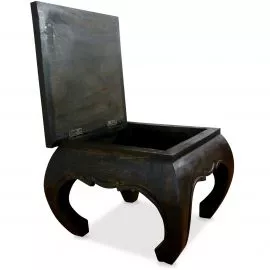 Opiumtisch mit aufklappbarer Tischplatte, 56 x 56 cm (Schwarz)