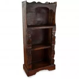 Balinesisches Regal, 3 Fcher mit Schnitzerei, braun