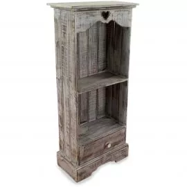 Asiatisches Regal mit Herz aus Bali, whitewash