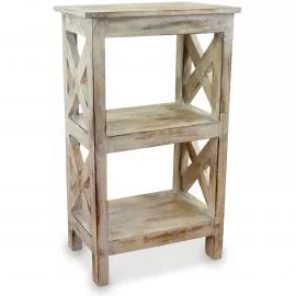 Balinesisches Regal, Nachttisch, whitewash/wei