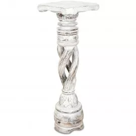 Balinesische Sule aus Holz gedreht, whitewash/wei, Hhe 60 cm