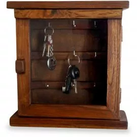 Teakholz  Schlsselschrnkchen mit Glastr