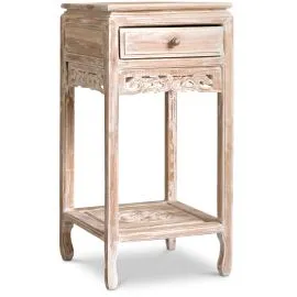 Teakholzschrnkchen mit einer Schublade und Schnitzerei aus Java, Nr.229