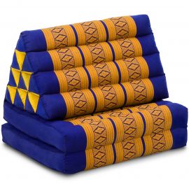 Kapok Thaikissen, Dreieckskissen, blau/gelb, 2 Auflagen
