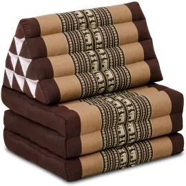 (B-Ware) Nr.721 Kapok Thaikissen, Dreiecksissen, braun/Elefanten, 3 Auflagen