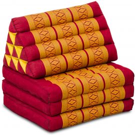 Kapok Thaikissen, Dreieckskissen, rot/gelb, 3 Auflagen