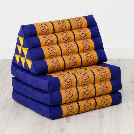 Kapok Thaikissen, Dreieckskissen, blau/gelb, 3 Auflagen