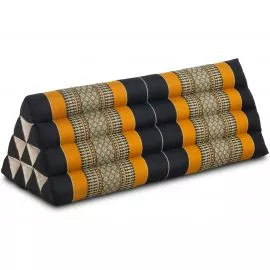 Kapok Dreieckskissen breit (Schwarz/Orange)