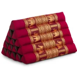 Kapok Dreieckskissen hoch, Deluxe (Rot/Elefanten Seide)