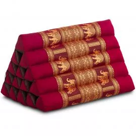 Kapok Dreieckskissen hoch, Deluxe (Rot/Elefanten Seide)