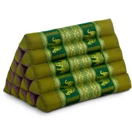 Kapok Dreieckskissen hoch, Deluxe (Gr�n/Elefanten Seide)