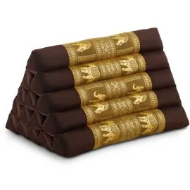 Kapok Dreieckskissen hoch, Deluxe (Braun/Elefanten Seide)