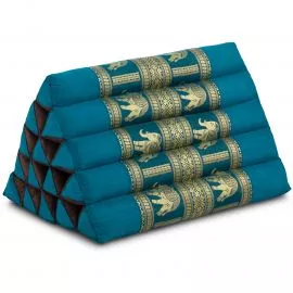 Kapok Dreieckskissen hoch, Deluxe (Hellblau/Elefanten Seide)