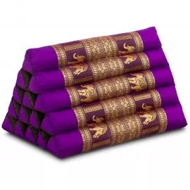 Kapok Dreieckskissen hoch, Deluxe (Lila/Elefanten Seide)