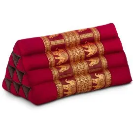 Kapok Dreieckskissen, Deluxe (Rot/Elefanten Seide)