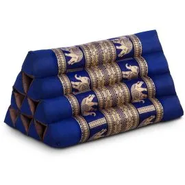 Kapok Dreieckskissen, Deluxe (Blau/Elefanten Seide)