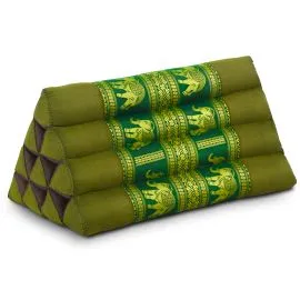 Kapok Dreieckskissen, Deluxe (Gr�n/Elefanten Seide)