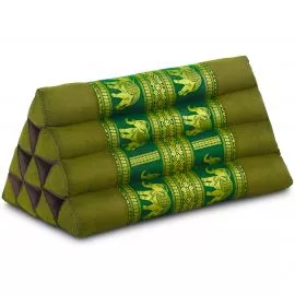 Kapok Dreieckskissen, Deluxe (Grn/Elefanten Seide)