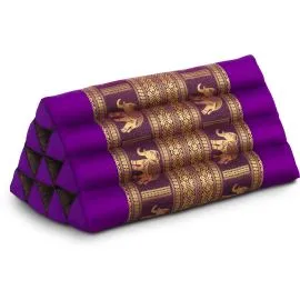 Kapok Dreieckskissen, Deluxe (Lila/Elefanten Seide)