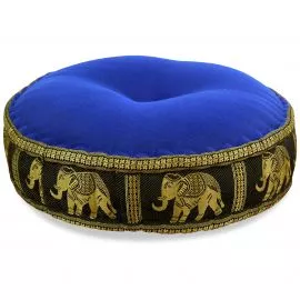 Kapok Zafukissen gro, Deluxe (Blau/Schwarz/Elefanten Seide)